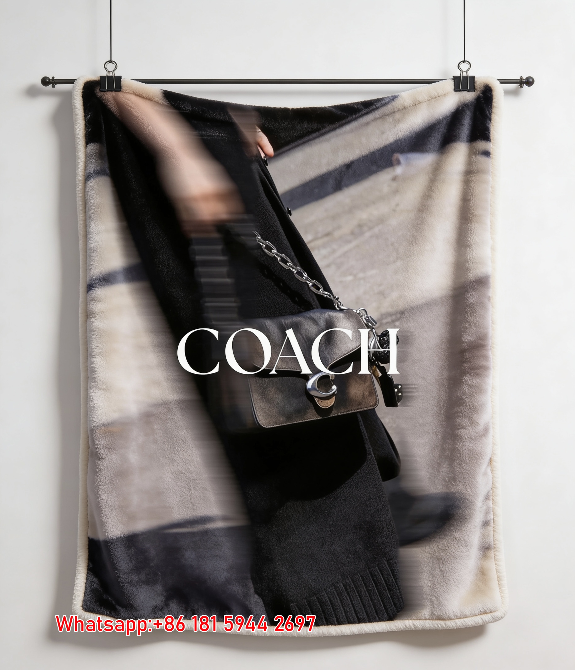 Coach Tabby Chain Bag Print Flannel Fleece Throw Blanket C059